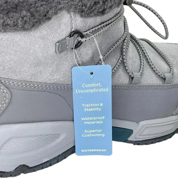 Easy Spirit Voyage Grey Leather Insulated Womens Ankle Boots Size 6M - Picture 7 of 11